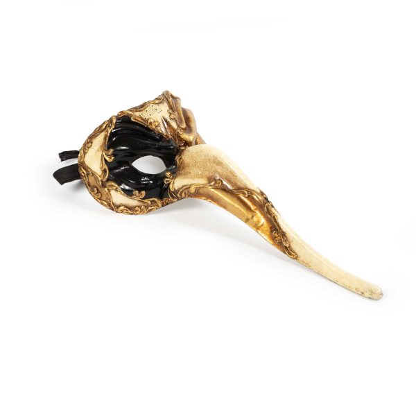 Exquisite Original Vintage Venetian “Medico della Peste” Mask in Gilt and Black Lacquer - Image 3