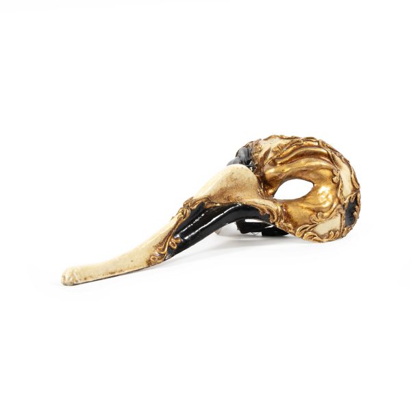 Exquisite Original Vintage Venetian “Medico della Peste” Mask in Gilt and Black Lacquer - Image 4