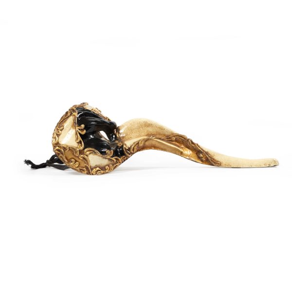 Exquisite Original Vintage Venetian “Medico della Peste” Mask in Gilt and Black Lacquer - Image 5