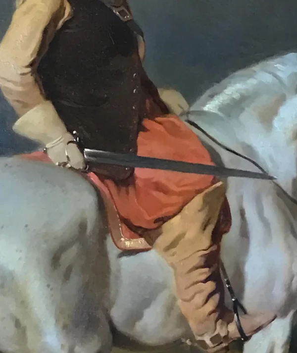 French 19th-Century Oil Painting: Alfred de Dreux - Capitaine des Mousquetaires - Image 5