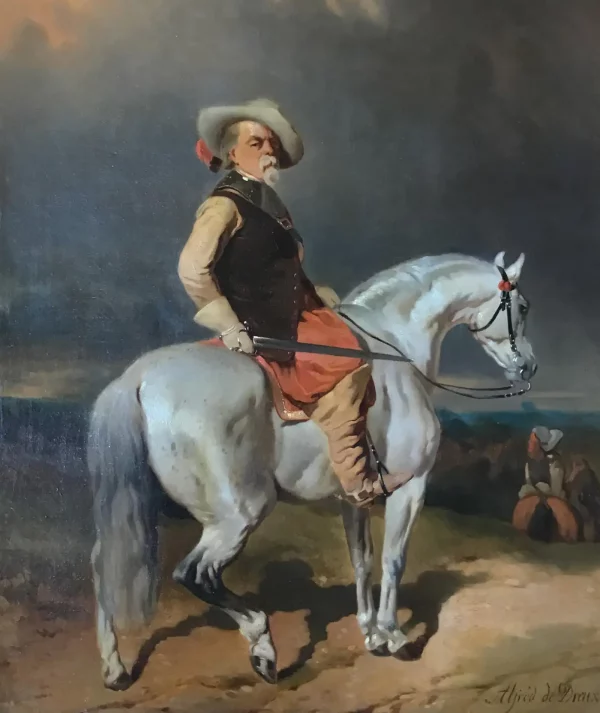 French 19th-Century Oil Painting: Alfred de Dreux - Capitaine des Mousquetaires - Image 2