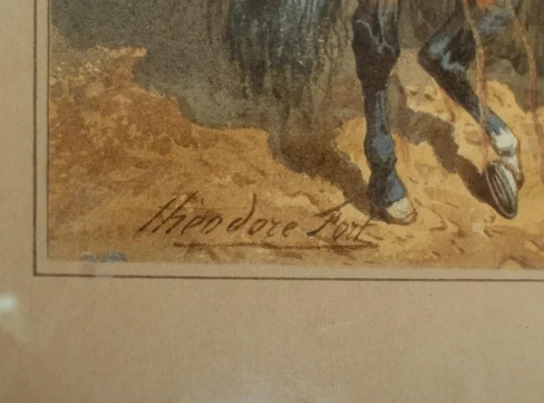 Théodore Fort (1810–1896) - Pair of Watercolours - Elegant Ladies on Horseback - Image 8