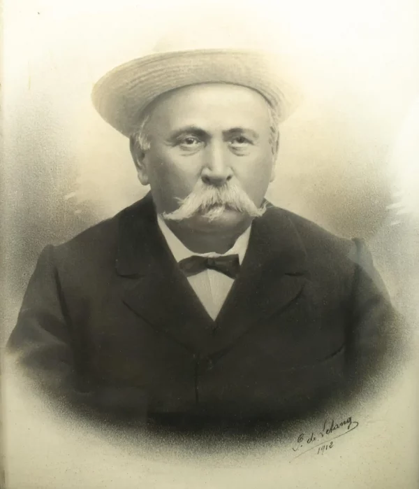 DATED 1912 PORTRAIT PHOTOGRAPH in oak frame - French, signed - Image 2