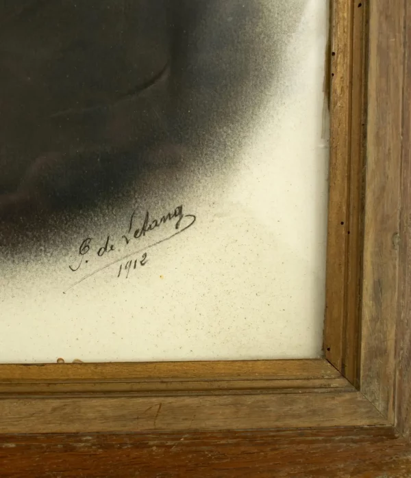 DATED 1912 PORTRAIT PHOTOGRAPH in oak frame - French, signed - Image 3