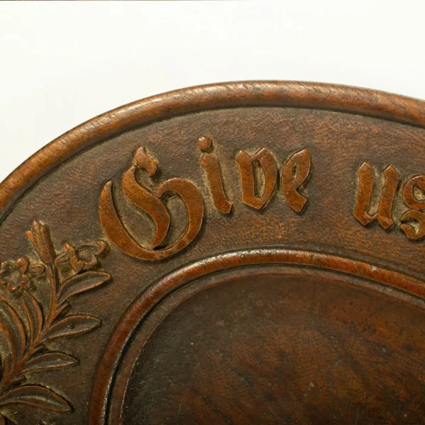 'GIVE US THIS DAY OUR DAILY BREAD' Carved Oak Vintage Platter - Image 2