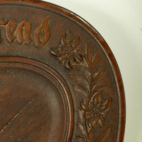 'GIVE US THIS DAY OUR DAILY BREAD' Carved Oak Vintage Platter - Image 3
