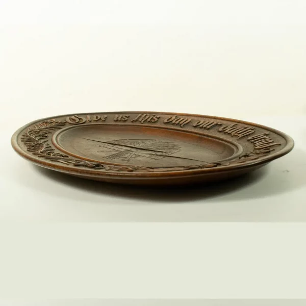 'GIVE US THIS DAY OUR DAILY BREAD' Carved Oak Vintage Platter - Image 5