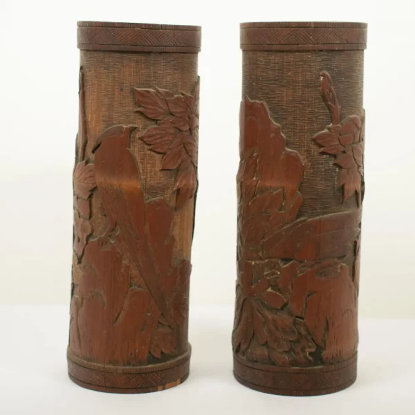 Pair of CHINESE BAMBOO BRUSH POTS - Image 2