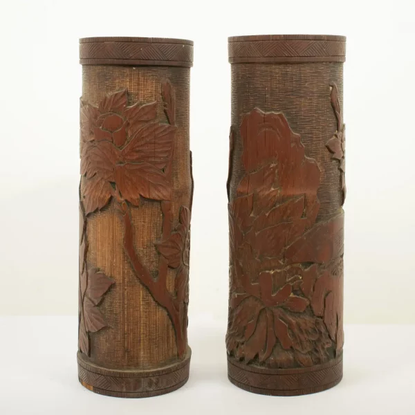 Pair of CHINESE BAMBOO BRUSH POTS - Image 3