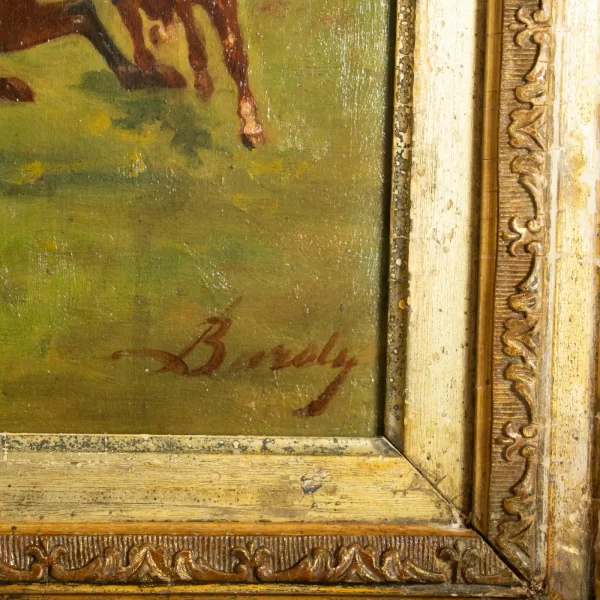 The Start of the Race - French School, 19th Century Oil on Panel - Image 4