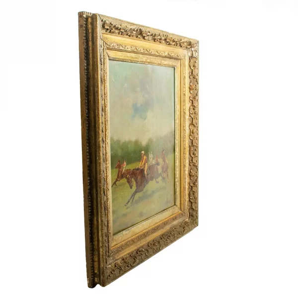 The Start of the Race - French School, 19th Century Oil on Panel - Image 5