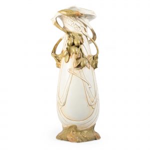 Antique Royal Dux Art Nouveau Vase – Applied Fruit & Organic Motifs