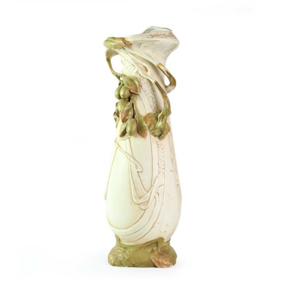Antique Royal Dux Art Nouveau Vase – Applied Fruit & Organic Motifs - Image 2