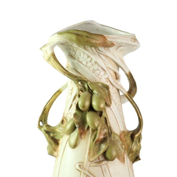 Antique Royal Dux Art Nouveau Vase – Applied Fruit & Organic Motifs - Image 5