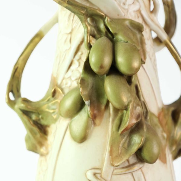 Antique Royal Dux Art Nouveau Vase – Applied Fruit & Organic Motifs - Image 6
