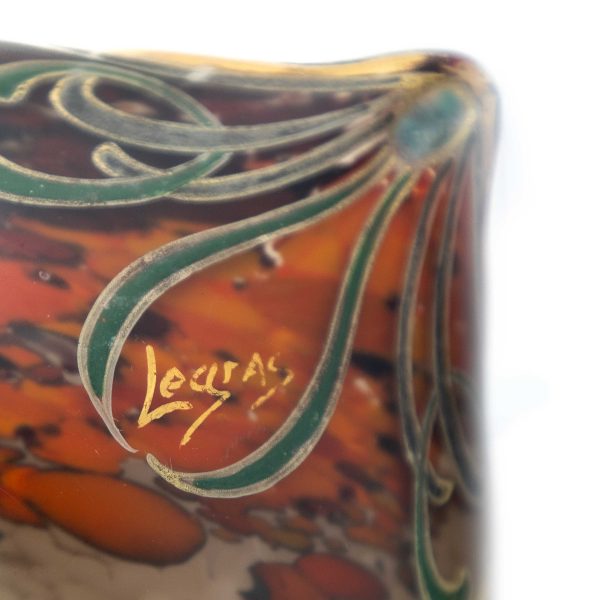 LE GRAS - ART NOUVEAU Blown glass ball vase - Image 5