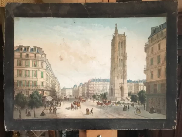 Pair of Double-Sided 19th Century European Watercolours – Paris, Venice - Image 7