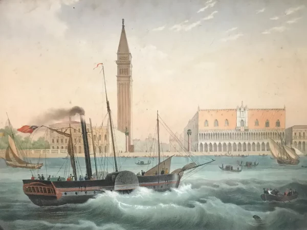 Pair of Double-Sided 19th Century European Watercolours – Paris, Venice - Image 9