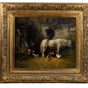 Defaux - Pony in stable with chickens