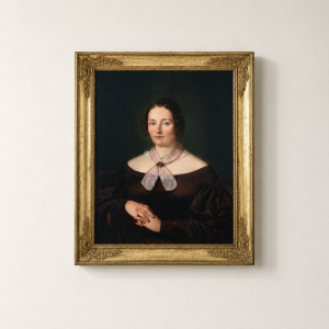 French School Portrait of a Lady in a Silk Dress (Circa 1840)