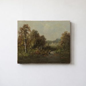 French landscape Ecole Barbizon, Original Oil on Canvas, Signed J Henry. Late 19th century