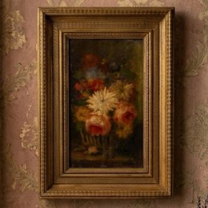 19th century floral painting tulip thistle